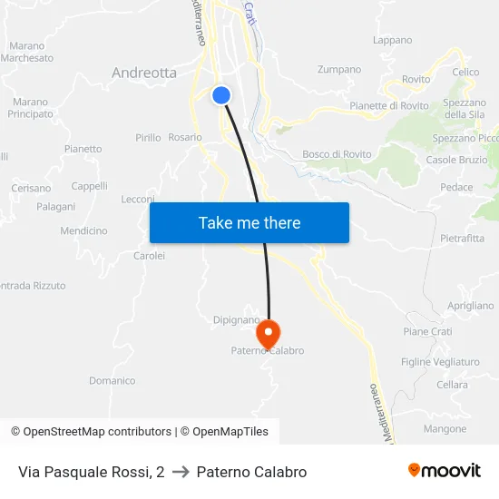 Via Pasquale Rossi, 2 to Paterno Calabro map