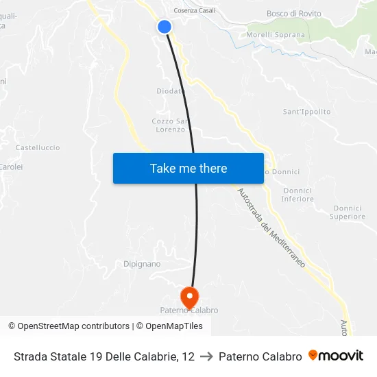Strada Statale 19 Delle Calabrie, 12 to Paterno Calabro map