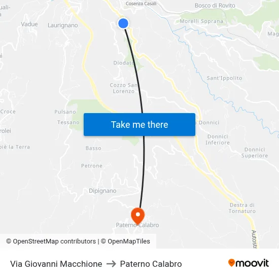Via Giovanni Macchione to Paterno Calabro map