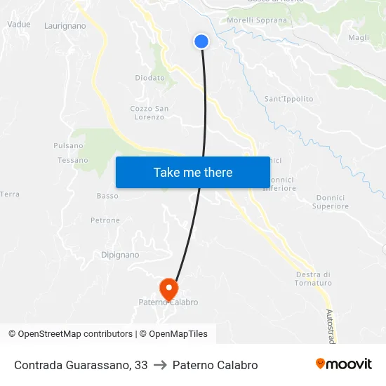 33 Guarassano District to Paterno Calabro map