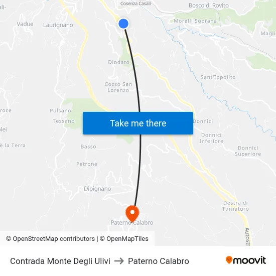 Olive Mountain District to Paterno Calabro map