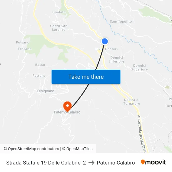 State Road 19 of Calabria, 2 to Paterno Calabro map