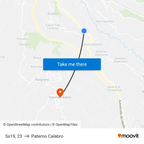 State Road 19, 23 to Paterno Calabro map