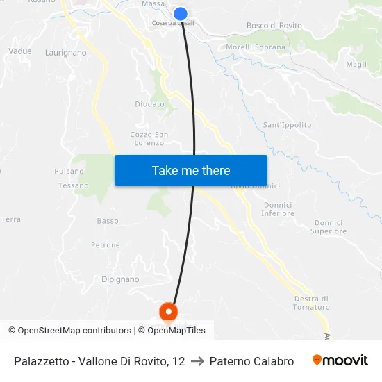 Sports Hall - Vallone Di Rovito, 12 to Paterno Calabro map