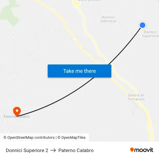 Upper Donnici 2 to Paterno Calabro map