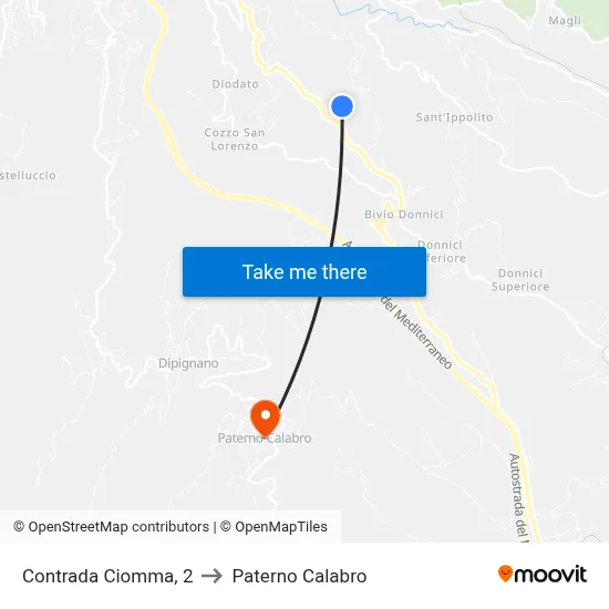 Ciomma District, 2 to Paterno Calabro map