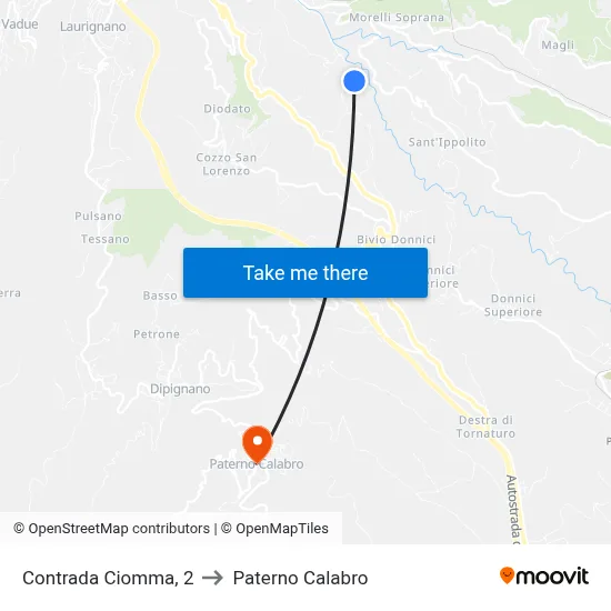 Ciomma District, 2 to Paterno Calabro map