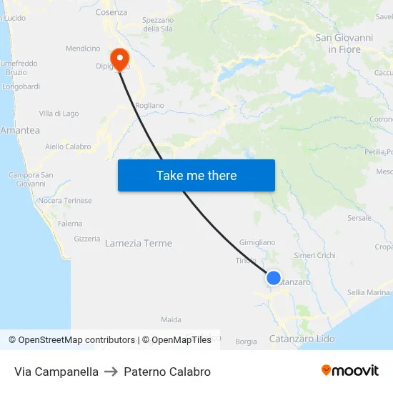 Campanella Street to Paterno Calabro map