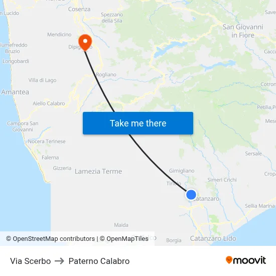 Scerbo Street to Paterno Calabro map