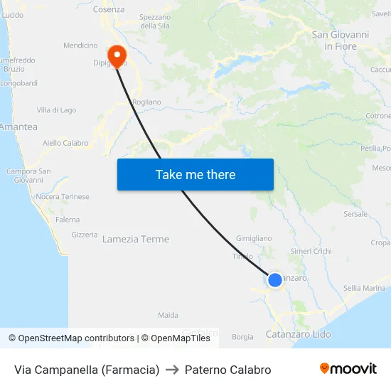 Via Campanella (Pharmacy) to Paterno Calabro map