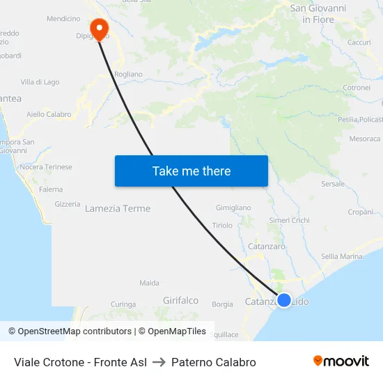 Viale Crotone - Opposite ASL to Paterno Calabro map