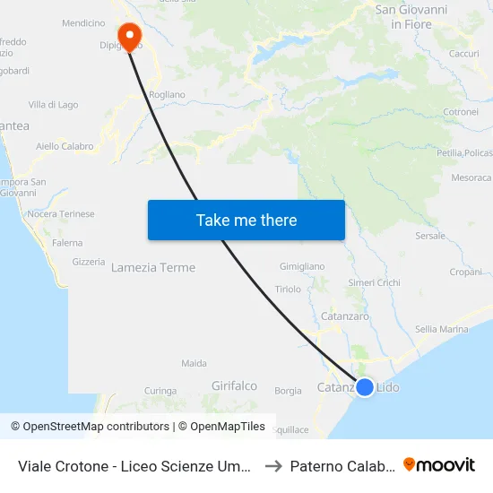 Crotone Avenue - Human Sciences High School to Paterno Calabro map