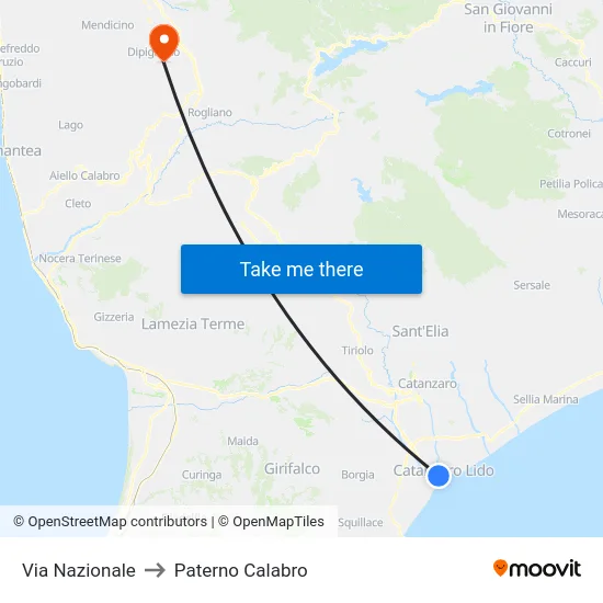 Via Nazionale to Paterno Calabro map