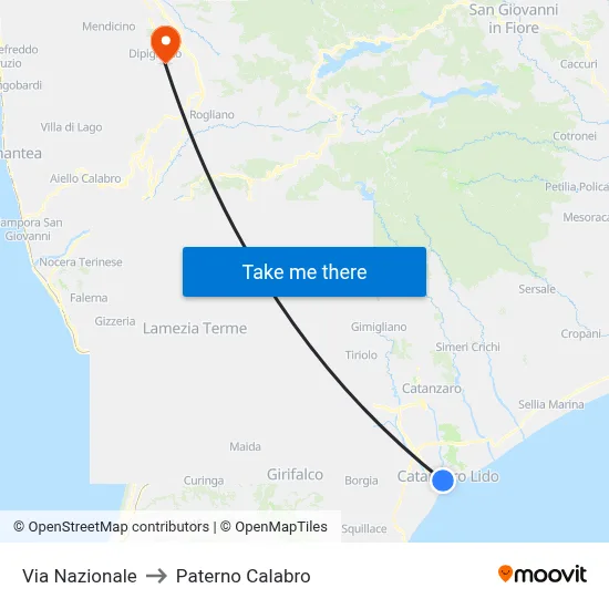 National Street to Paterno Calabro map