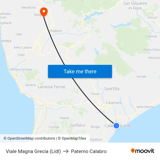 Viale Magna Grecia (Lidl) to Paterno Calabro map