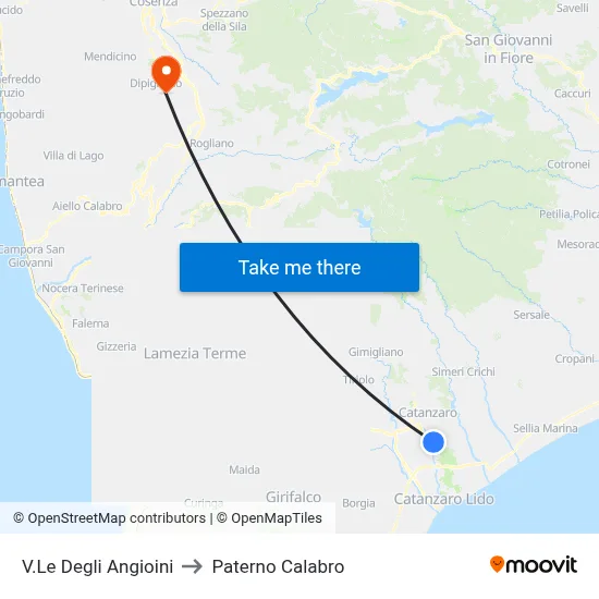Angevins Avenue to Paterno Calabro map