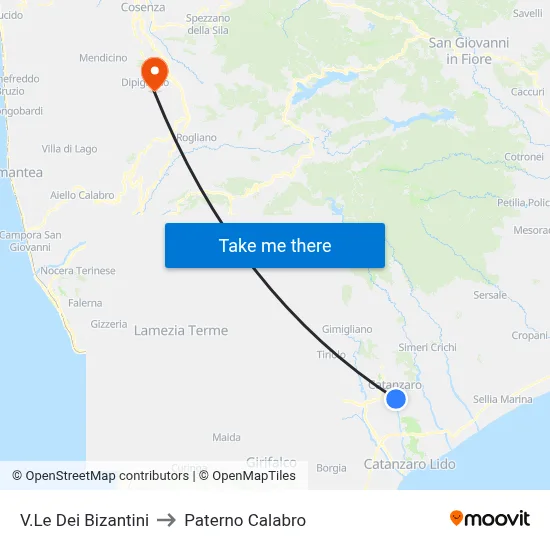 Viale dei Bizantini to Paterno Calabro map