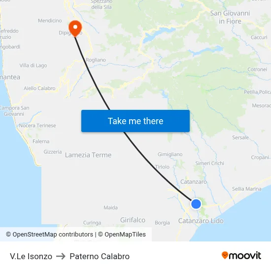 Isonzo Avenue to Paterno Calabro map
