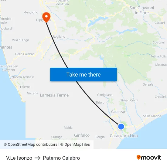 Isonzo Avenue to Paterno Calabro map