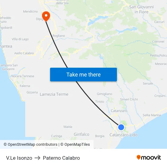 Isonzo Avenue to Paterno Calabro map