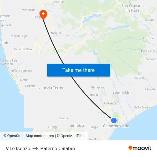 Isonzo Avenue to Paterno Calabro map