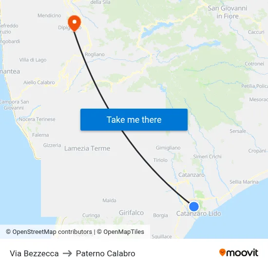 Bezzecca Street to Paterno Calabro map