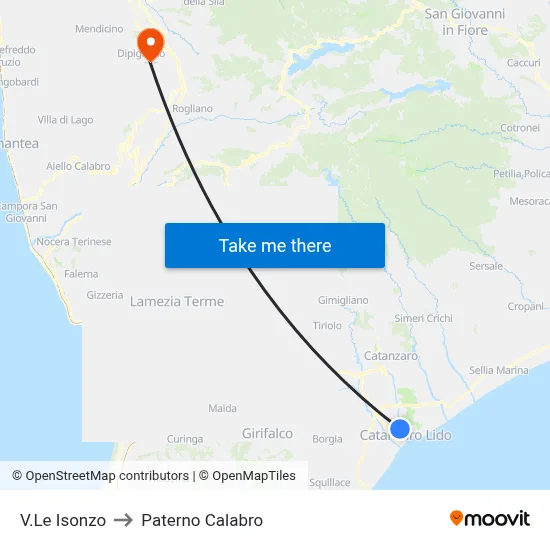 Isonzo Avenue to Paterno Calabro map