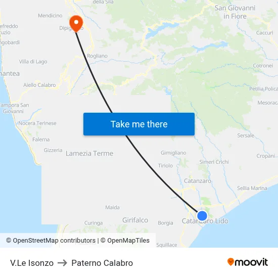 Isonzo Avenue to Paterno Calabro map