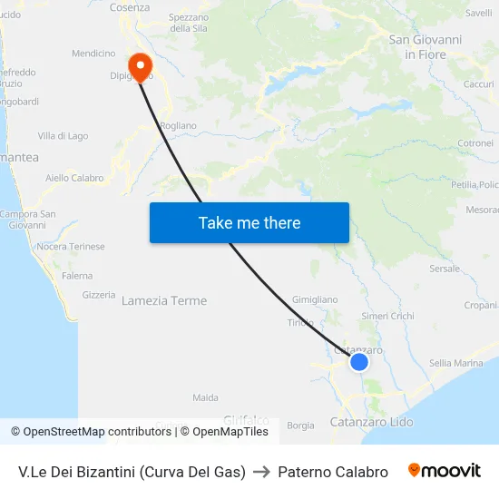 Byzantine Avenue (Gas Curve) to Paterno Calabro map