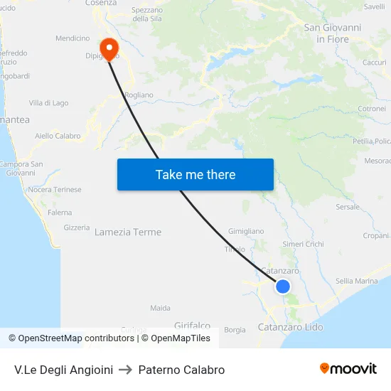 Angevins Avenue to Paterno Calabro map