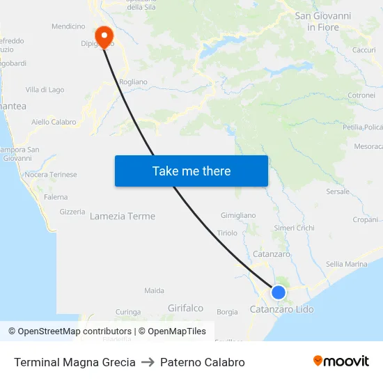 Magna Grecia Terminal to Paterno Calabro map
