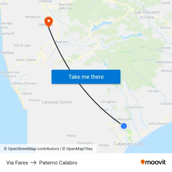 Fares Street to Paterno Calabro map