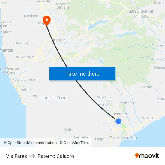 Fares Street to Paterno Calabro map