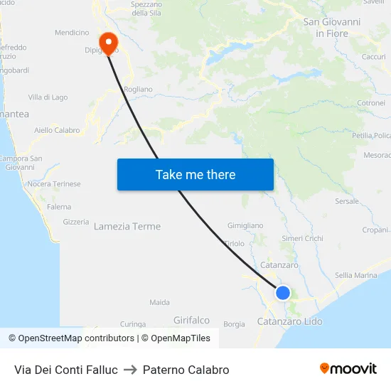 Conti Falluc Street to Paterno Calabro map