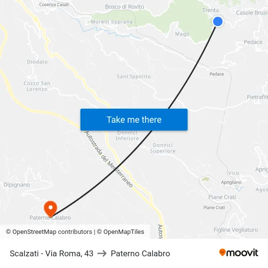 Scalzati - Via Roma, 43 to Paterno Calabro map
