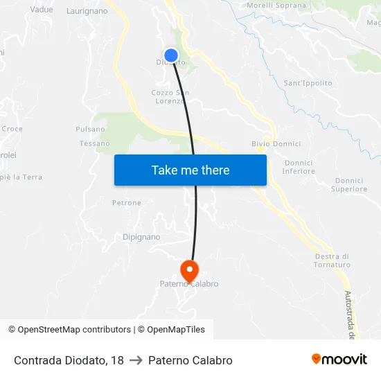 Contrada Diodato, 18 to Paterno Calabro map