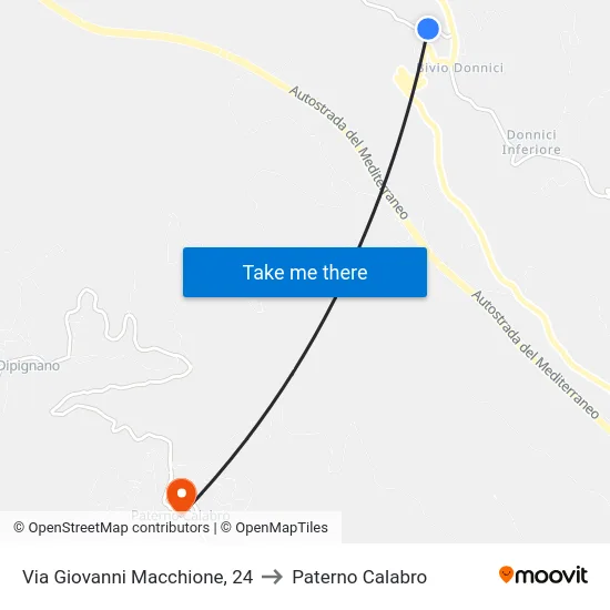 Via Giovanni Macchione, 24 to Paterno Calabro map