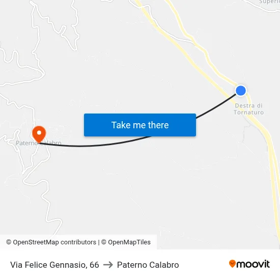 Via Felice Gennasio 66 to Paterno Calabro map
