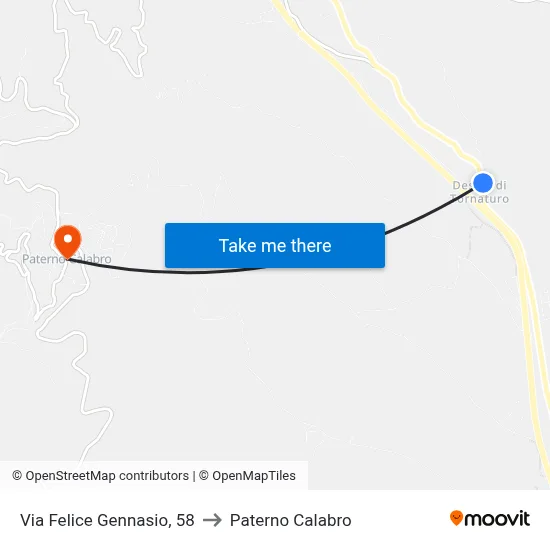 Via Felice Gennasio 58 to Paterno Calabro map
