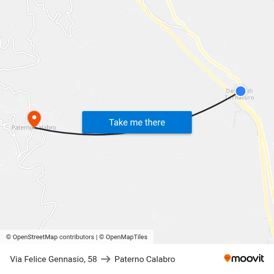 Via Felice Gennasio 58 to Paterno Calabro map