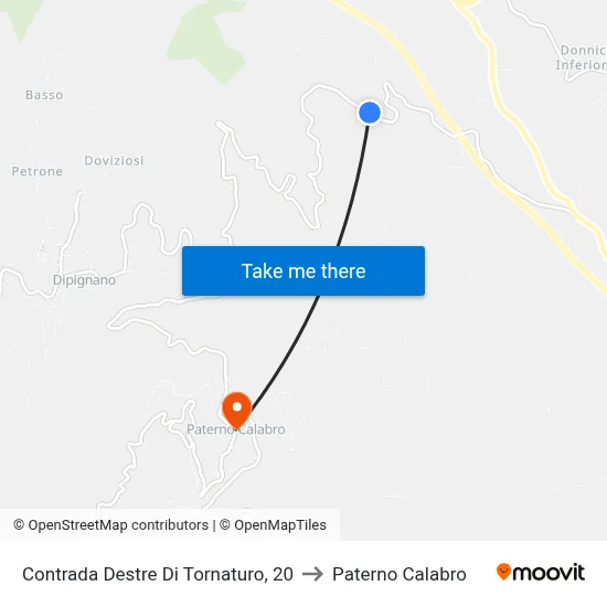 Destre Di Tornaturo District 20 to Paterno Calabro map