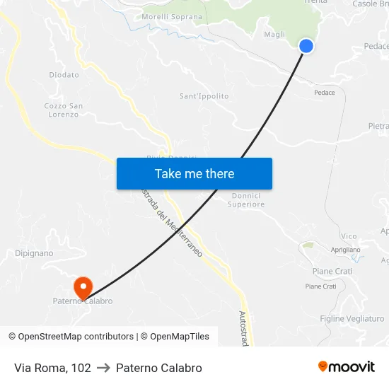 Roma Street, 102 to Paterno Calabro map