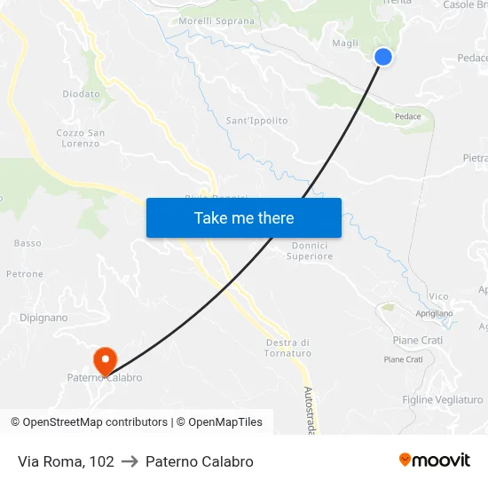 Roma Street, 102 to Paterno Calabro map