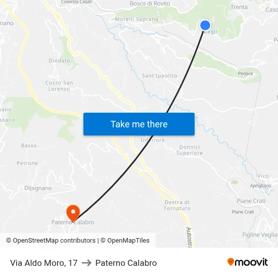Aldo Moro Street, 17 to Paterno Calabro map