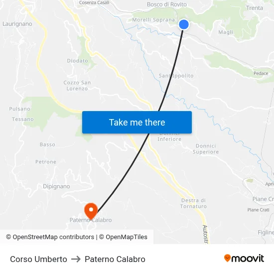 Umberto Avenue to Paterno Calabro map