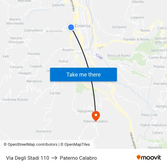 Stadium Street 110 to Paterno Calabro map