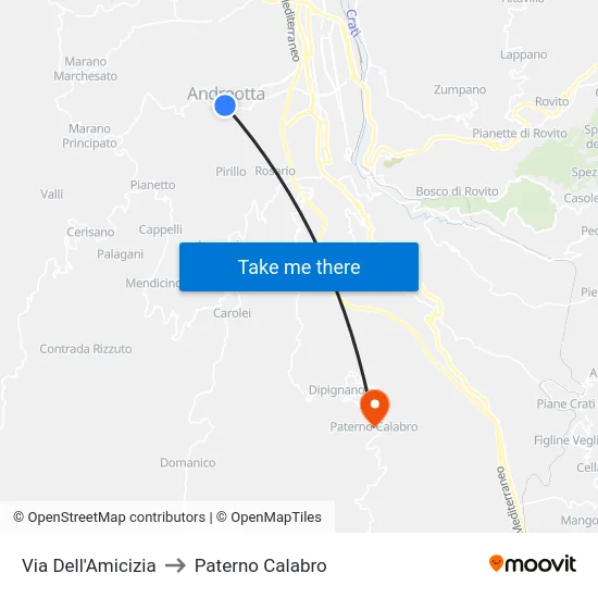 Via Dell'Amicizia to Paterno Calabro map