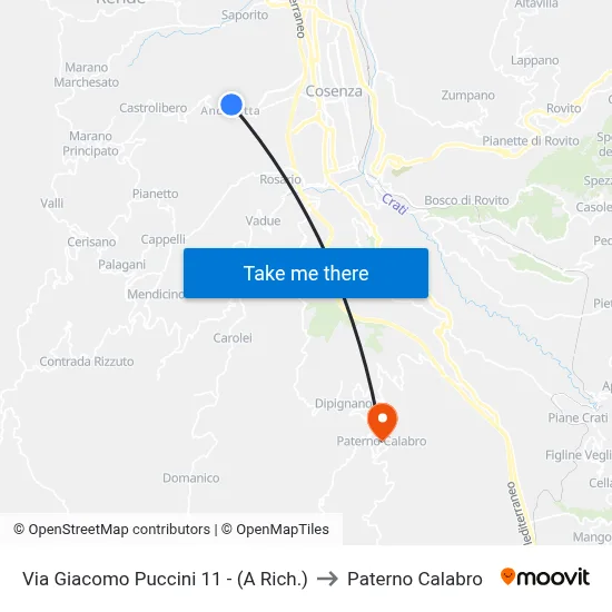 Giacomo Puccini Street 11 - (On Request) to Paterno Calabro map