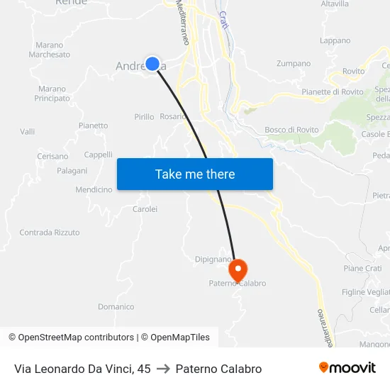 Via Leonardo Da Vinci, 45 to Paterno Calabro map