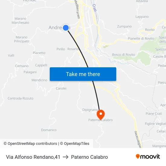 Via Alfonso Rendano,41 to Paterno Calabro map